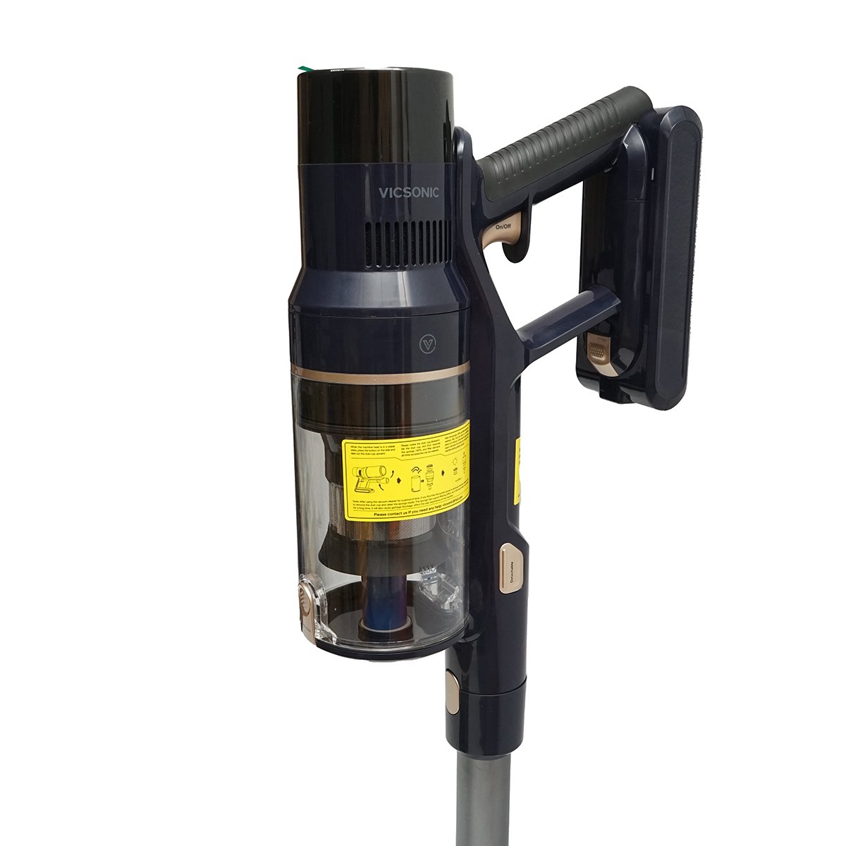 Aspirator vertical fara fir 480W, putere aspirare 15-30 kPa, baterie 2500mAh, recipient praf 1.2L, 4 moduri de aspirare, ecran tactil LED, perie iluminata LED, VICSONIC S7